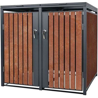 Ml-design Couvercle Double pour Poubelle - Rangement Extérieur en Acier - Publicité Ml-design Couvercle Double pour Poubelle - Rangement Extérieur en Acier - Publicité