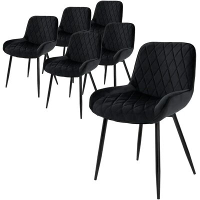 ML-Design Zestaw 6 Krzeseł Jadalnianych z Aksamit - Nowoczesne Czarny ML-Design Zestaw 6 Krzeseł Jadalnianych z Aksamit - Nowoczesne Czarny