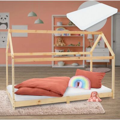 Lit pour enfants ML-Design avec design maison - 90x200 cm - Publicité Lit pour enfants ML-Design avec design maison - 90x200 cm - Publicité