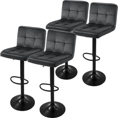 ML-Design Fluwelen Barkrukken - Verstelbaar, 360° Draai, 4 stuks ML-Design Fluwelen Barkrukken - Verstelbaar, 360° Draai, 4 stuks