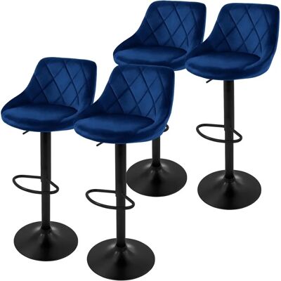 ML-Design Sininen Samettinen 4-Pakka Bar Stool - Säädettävä & Kääntyvä ML-Design Sininen Samettinen 4-Pakka Bar Stool - Säädettävä & Kääntyvä