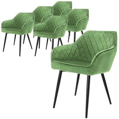 ML-DESIGN Zestaw 6 jasnozielonych welurowych krzeseł do jadalni ML-DESIGN Zestaw 6 jasnozielonych welurowych krzeseł do jadalni