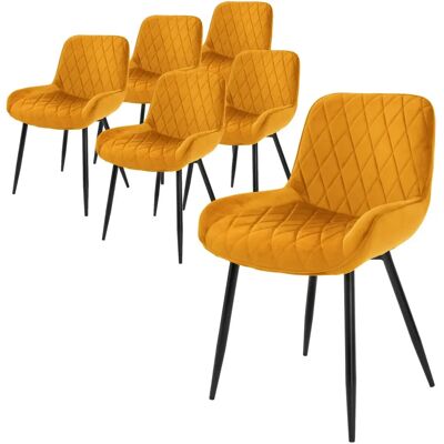 Krzesła z aksamitu ocre ML-Design - Zestaw 6 Krzesła z aksamitu ocre ML-Design - Zestaw 6