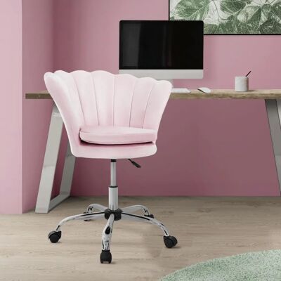 Chaise de Bureau ML-Design Velours Rose Clair - Chaise de Bureau - Publicité Chaise de Bureau ML-Design Velours Rose Clair - Chaise de Bureau - Publicité
