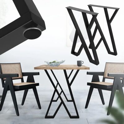 ML-Design - Zestaw 2 stalowych nóg do stołu w kształcie X - Styl industrialny ML-Design - Zestaw 2 stalowych nóg do stołu w kształcie X - Styl industrialny