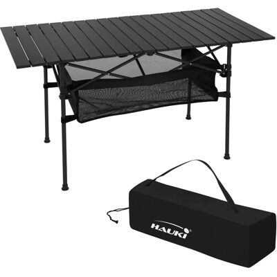 Mesa de Camping Portátil Hauki - 118x55x64.5cm - Negra - Mueble Multifuncional Mesa de Camping Portátil Hauki - 118x55x64.5cm - Negra - Mueble Multifuncional