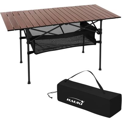 Hauki - Mesa Plegable de Camping 118x55x64,5 cm Aluminio Marrón Multiusos Interior o Exterior Hauki - Mesa Plegable de Camping 118x55x64,5 cm Aluminio Marrón Multiusos Interior o Exterior
