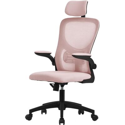 ML-Design Vaaleanpunainen ergonominen toimistotuoli säädettävällä pääntuelle ML-Design Vaaleanpunainen ergonominen toimistotuoli säädettävällä pääntuelle