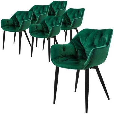 Set van 6 Velvet Eetstoelen - Modern Elegant Meubilair Set van 6 Velvet Eetstoelen - Modern Elegant Meubilair