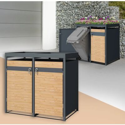 ML-Design Wiadernik na śmieci - Odporna na warunki atmosferyczne stal z dachem z roślinami - 240L ML-Design Wiadernik na śmieci - Odporna na warunki atmosferyczne stal z dachem z roślinami - 240L