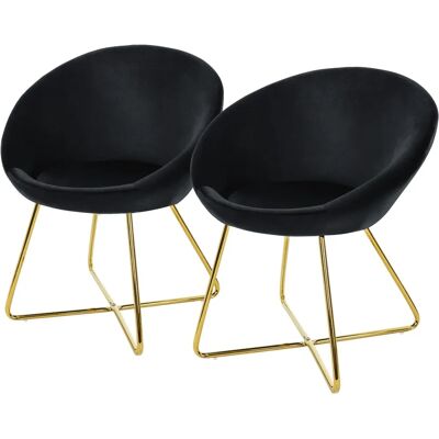 ML-Design 2x Zwarte fluwelen eetkamerstoelen ML-Design 2x Zwarte fluwelen eetkamerstoelen