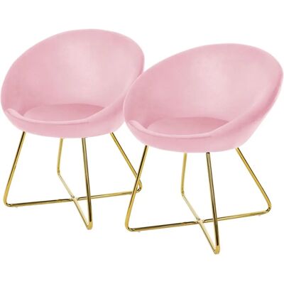 ML-DESIGN Set van 2 Roze Fluwelen Eetkamerstoelen - Modern Meubilair ML-DESIGN Set van 2 Roze Fluwelen Eetkamerstoelen - Modern Meubilair