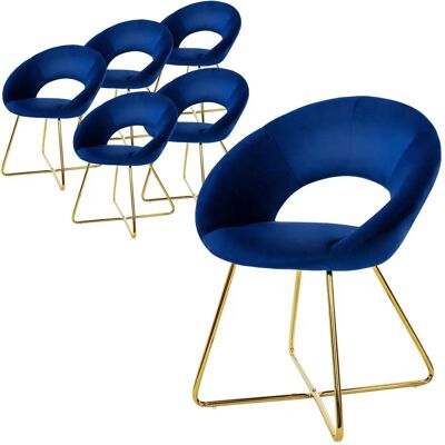 ML-Design Zestaw 6 Ergonomicznych Niebieskich Krzeseł z Aksamitu ML-Design Zestaw 6 Ergonomicznych Niebieskich Krzeseł z Aksamitu