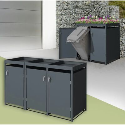 ML-DESIGN Abri à poubelles - Acier Antracite 240L - Rangement extérieur - Publicité ML-DESIGN Abri à poubelles - Acier Antracite 240L - Rangement extérieur - Publicité