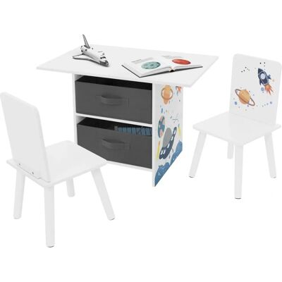 Ensemble de Sièges pour Enfants JOYZ avec Table et 2 Chaises - Thème Spatial - Publicité Ensemble de Sièges pour Enfants JOYZ avec Table et 2 Chaises - Thème Spatial - Publicité