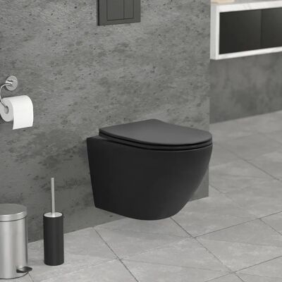 Sanita wisząca ceramika WC - spłukiwanie Tornado, czarny, 49cm Sanita wisząca ceramika WC - spłukiwanie Tornado, czarny, 49cm