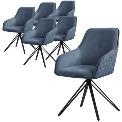 ML-DESIGN Zestaw 6 obrotowych krzeseł do jadalni - Tkanina Niebieska - Krzesło ML-DESIGN Zestaw 6 obrotowych krzeseł do jadalni - Tkanina Niebieska - Krzesło