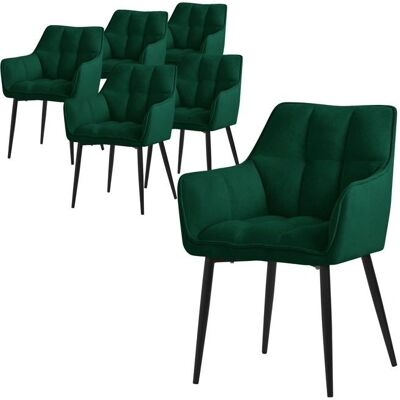 ML-DESIGN Zestaw 6 ciemnozielonych krzeseł do jadalni z podłokietnikami ML-DESIGN Zestaw 6 ciemnozielonych krzeseł do jadalni z podłokietnikami