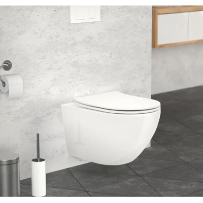 Toaleta wisząca biała z ceramiki Luxebath - Bez obrzeży, nano powłoka Toaleta wisząca biała z ceramiki Luxebath - Bez obrzeży, nano powłoka