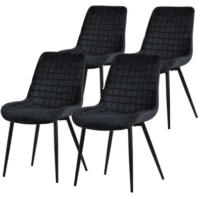 ML-DESIGN Zestaw 4 czarnych krzeseł z aksamitu ML-DESIGN Zestaw 4 czarnych krzeseł z aksamitu