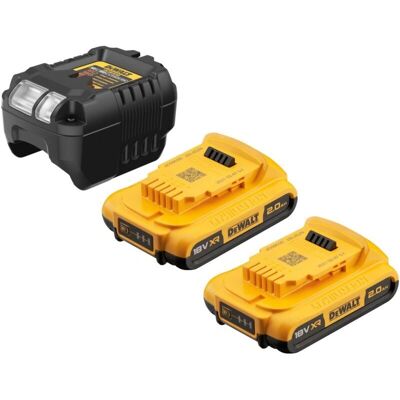 DeWalt Akku & Ladegerät Set - 18 V, 2 x 2,0 Ah, DCB 1102 DeWalt Akku & Ladegerät Set - 18 V, 2 x 2,0 Ah, DCB 1102