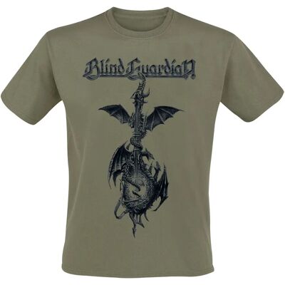 Blind Guardian Dragon Guitar Oliivi lyhythihainen T-paita - T-paita Blind Guardian Dragon Guitar Oliivi lyhythihainen T-paita - T-paita
