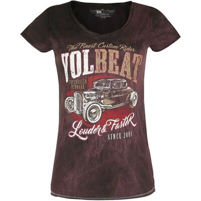 Volbeat Louder And Faster - Kortærmet T-shirt - Mørkerød - Batik mønster - 100% bomuld Volbeat Louder And Faster - Kortærmet T-shirt - Mørkerød - Batik mønster - 100% bomuld