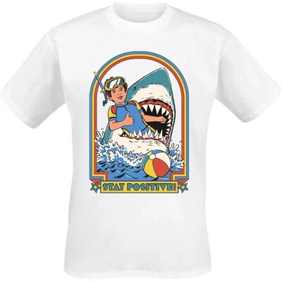 Steven Rhodes Stay Positive Kurzarm T-Shirt - Herren - Weiß - Reguläre Passform Steven Rhodes Stay Positive Kurzarm T-Shirt - Herren - Weiß - Reguläre Passform