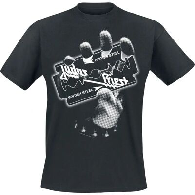Judas Priest British Steel Hand White T-Shirt - Herren - schwarz Judas Priest British Steel Hand White T-Shirt - Herren - schwarz