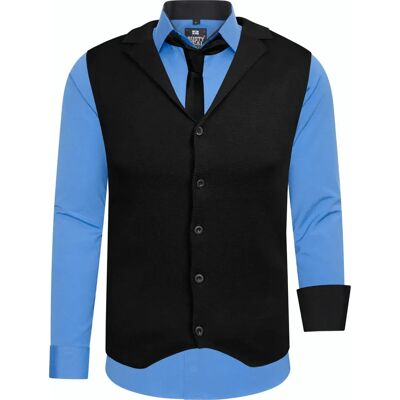 RUSTY NEAL XL Donkerblauw Overhemd Set - Hemd, Vest & Stropdas - Casual RUSTY NEAL XL Donkerblauw Overhemd Set - Hemd, Vest & Stropdas - Casual