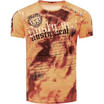 RUSTY NEAL L Orange Batik T-Shirt RUSTY NEAL L Orange Batik T-Shirt