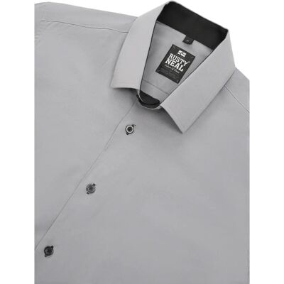 RUSTY NEAL M Graues Casual Langarmhemd mit Krawatte RUSTY NEAL M Graues Casual Langarmhemd mit Krawatte
