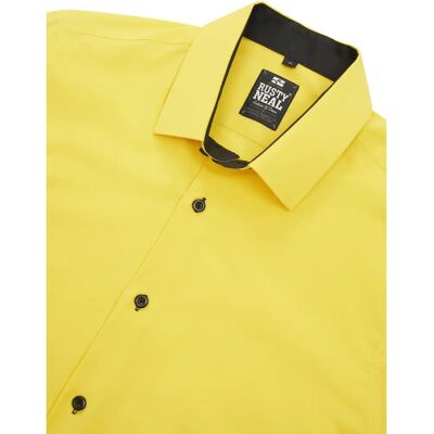 Rusty Neal Gele Casual Overhemd XXL - Overhemd Rusty Neal Gele Casual Overhemd XXL - Overhemd