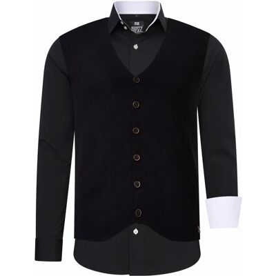 RUSTY NEAL XXL Lange mouwen overhemd met vest - Casual herenmode RUSTY NEAL XXL Lange mouwen overhemd met vest - Casual herenmode