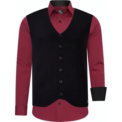 RUSTY NEAL Lange mouwen overhemd - Bordeaux - Casual - Heren - 6XL RUSTY NEAL Lange mouwen overhemd - Bordeaux - Casual - Heren - 6XL