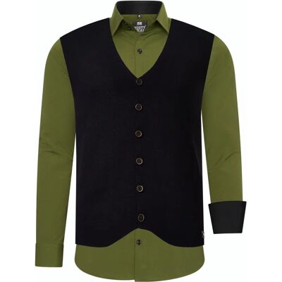 RUSTY NEAL Heren Lange Mouwen Shirt met Gilet - Overhemd RUSTY NEAL Heren Lange Mouwen Shirt met Gilet - Overhemd