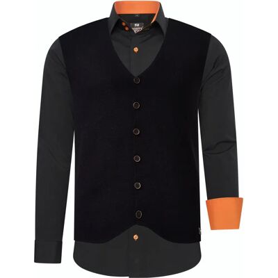 RUSTY NEAL XXL Oranje Casual Overhemd met Gilet - Overhemd RUSTY NEAL XXL Oranje Casual Overhemd met Gilet - Overhemd