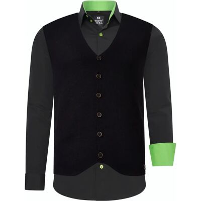 RUSTY NEAL Lange mouwen overhemd met vest - Casual allseason pasvorm RUSTY NEAL Lange mouwen overhemd met vest - Casual allseason pasvorm