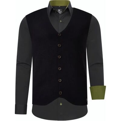 RUSTY NEAL Slim Fit Katoenen Overhemd met Vest - Overhemd RUSTY NEAL Slim Fit Katoenen Overhemd met Vest - Overhemd