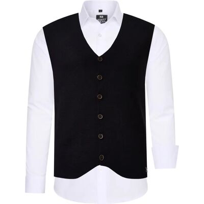 RUSTY NEAL XXL Wit Lange Mouwen Shirt met Vest - Casual RUSTY NEAL XXL Wit Lange Mouwen Shirt met Vest - Casual