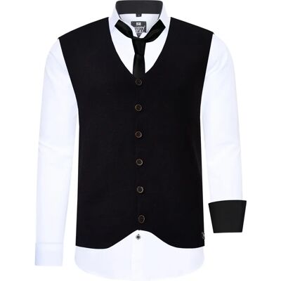 RUSTY NEAL 5XL Zwart-Wit Langarmhemd - Casual RUSTY NEAL 5XL Zwart-Wit Langarmhemd - Casual