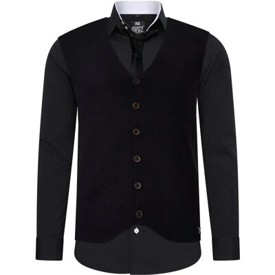 RUSTY NEAL XXL Overhemd - Effenkleurig, Casual, met Vest & Stropdas RUSTY NEAL XXL Overhemd - Effenkleurig, Casual, met Vest & Stropdas