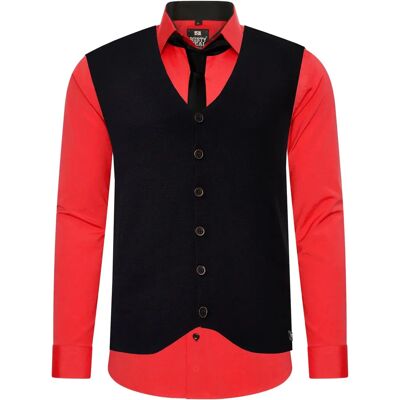 RUSTY NEAL Lange Mouw Hemd met Vest en Stropdas - Hemd RUSTY NEAL Lange Mouw Hemd met Vest en Stropdas - Hemd