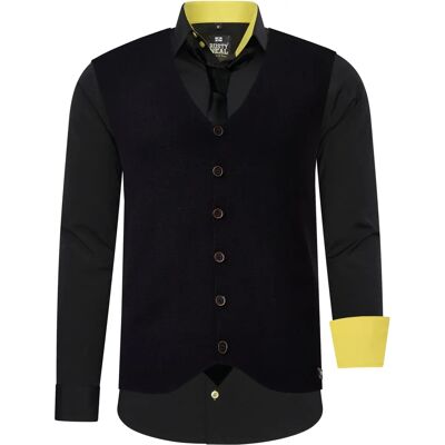 RUSTY NEAL Heren Langarmhemd - zwart-geel casual RUSTY NEAL Heren Langarmhemd - zwart-geel casual