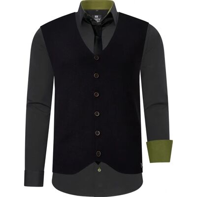 RUSTY NEAL Heren Lange Mouwen Shirt - Casual, met Gilet & Krawatte RUSTY NEAL Heren Lange Mouwen Shirt - Casual, met Gilet & Krawatte