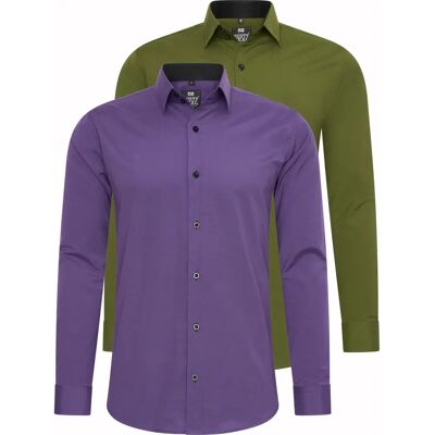 RUSTY NEAL Slim Fit Paarse Lange Mouwen Overhemd - Overhemd RUSTY NEAL Slim Fit Paarse Lange Mouwen Overhemd - Overhemd