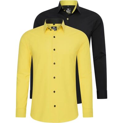 RUSTY NEAL XXL Geel/Zwart Slim-Fit Overhemd RUSTY NEAL XXL Geel/Zwart Slim-Fit Overhemd