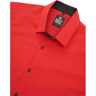 RUSTY NEAL Slim-Fit Rood Langarmhemd - Hemd RUSTY NEAL Slim-Fit Rood Langarmhemd - Hemd