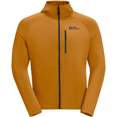 JACK WOLFSKIN KOLBENBERG HOODED FLEECE JACKET - Men's Brown JACK WOLFSKIN KOLBENBERG HOODED FLEECE JACKET - Men's Brown