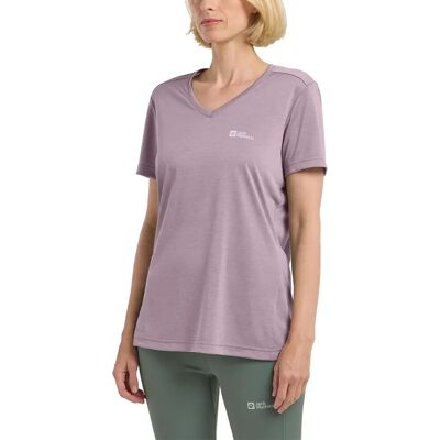 Jack Wolfskin Crosstrail Lila Atmungsaktives V-Ausschnitt T-Shirt Jack Wolfskin Crosstrail Lila Atmungsaktives V-Ausschnitt T-Shirt